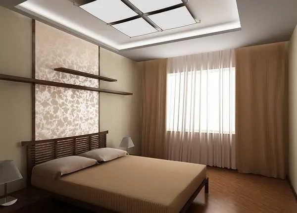 Классика на окнах применима и в спальнях стиля "минимализм"