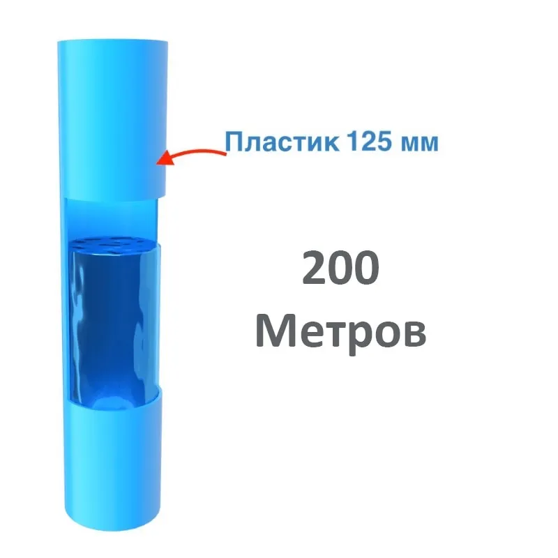 Обсадка скважины на известняк глубиной 200 метров Пластик 125 мм