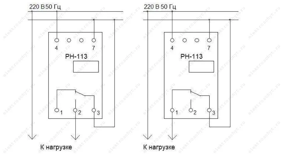 схема реле напряжения рн-113