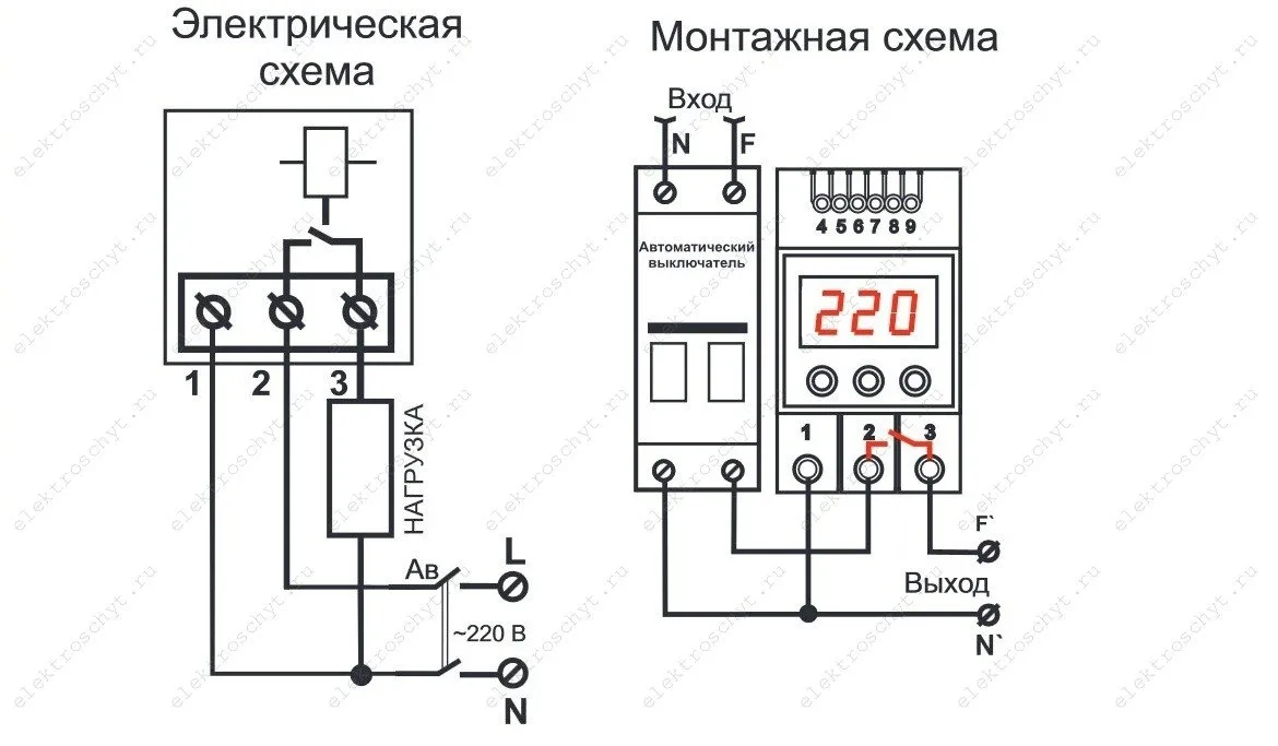 схема подключения реле напряжения