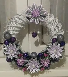 Hanukkah Wreath, Christmas Wreaths, Christmas Decorations, Holiday Decor, Shabby Chic Ribbon, Ribbon Wreath, Paper Jewelry, Quilling, Advent