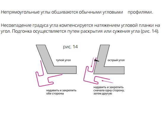 Облицовка непрямоугольных углов