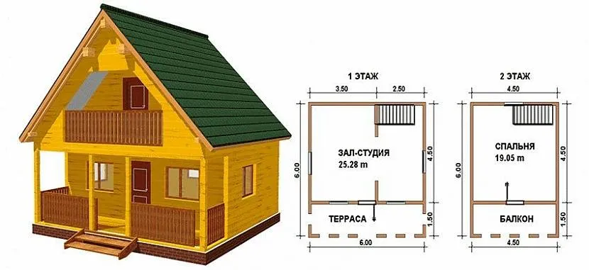 каркасный дом 6на6