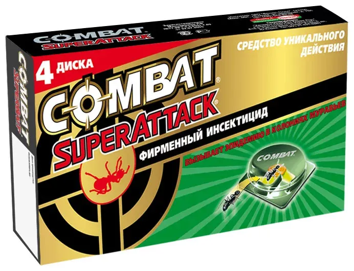 Ловушка Combat SuperAttack от муравьев. Фирменный инсектицид вызывает эпидемию в колониях муравьев