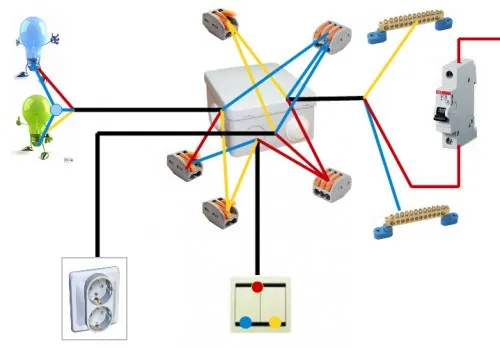Схема подключения на освещение и розетки