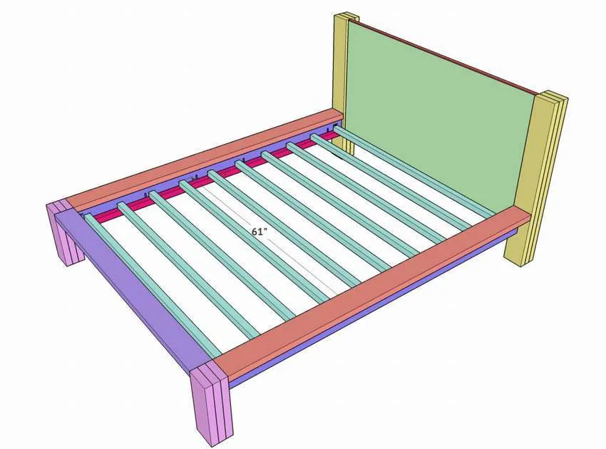 как сделать кровать из дерева чертеж