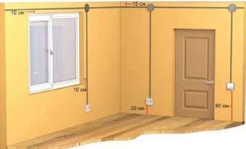  Схема размещения элементов проводки в помещениях