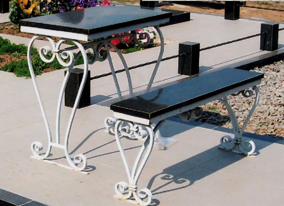 Скамейки и столы на могилу из металла