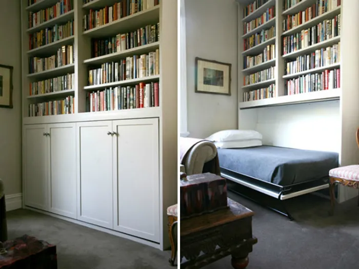 Книжный шкаф с откидной кроватью.
