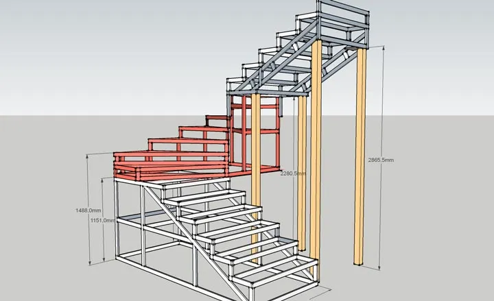 Расчет параметров лестницы из металла вс пециальной 3D программе