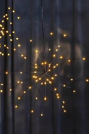 Светильник подвесной FIREWORK (ФЕЙЕРВЕРК), 60 тёплых белых микро LED-огней, 26х26 см, чёрная проволока, таймер, батарейки, STAR trading