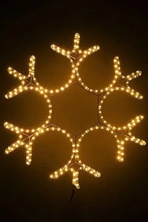 Светодиодная СНЕЖИНКА АЖУРНАЯ, дюралайт, теплые белые LED-огни, 80 см, уличная, BEAUTY LED