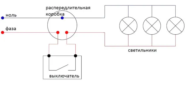 Схема параллельного подключения точечных светильников