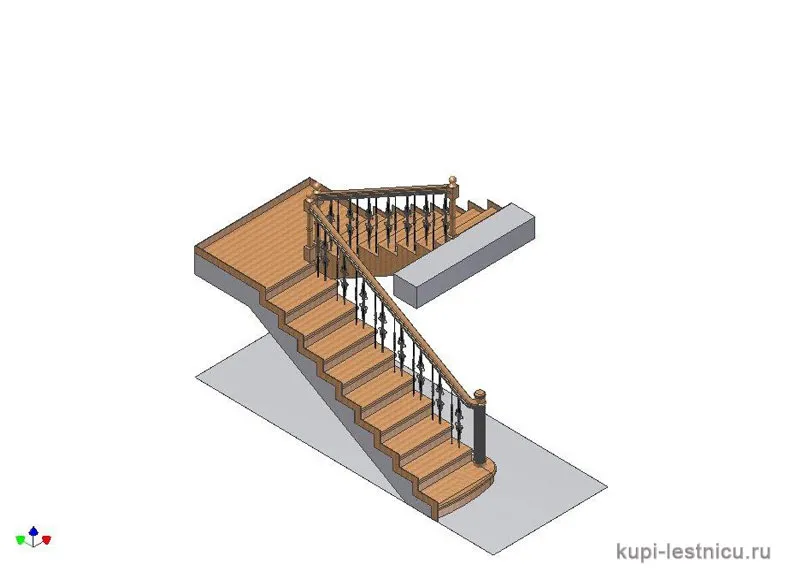 № 39 чертёж—проект двух маршевая лестница поворот 180 с площадкой 
