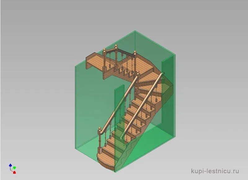 № 19 чертёж—проект двух маршевая лестница поворот 180 с площадкой 