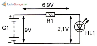 Как подключить токоограничительный резистор к светодиоду, схема