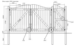 Чертеж распашных ворот