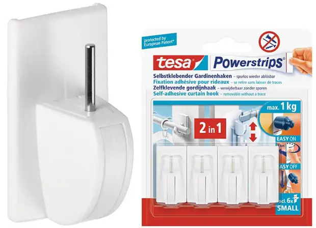 Занавесочные крюки Tesa Powerstrips