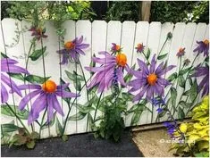 Mural Floral, Flower Mural, Flower Fence, Yard Fencing