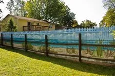 ... Mural on Fence - Beach Style Pallet Fence, Gabion Fence, Fence Planters, Fence Stain, Luxury Landscaping, Landscaping Company