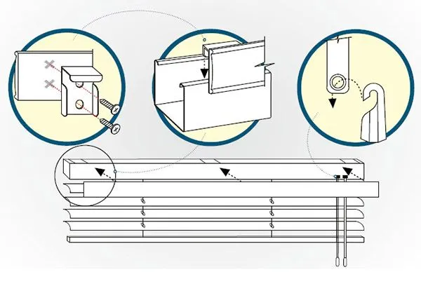 Схема крепление жалюзи к окну