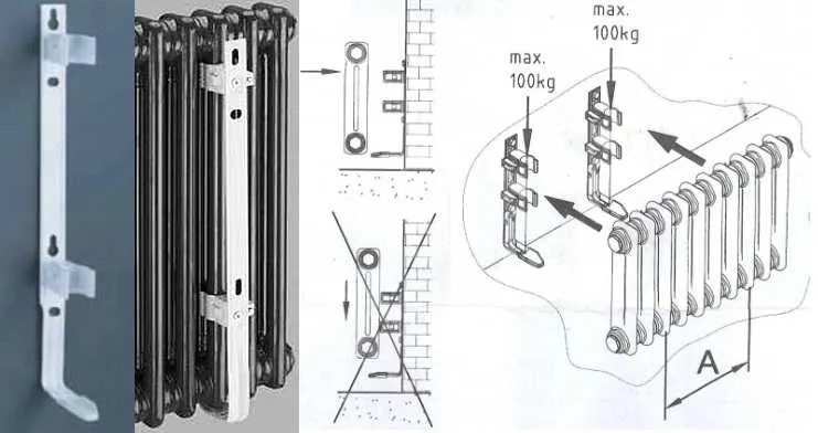 Установка кронштейнов для радиаторов отопления