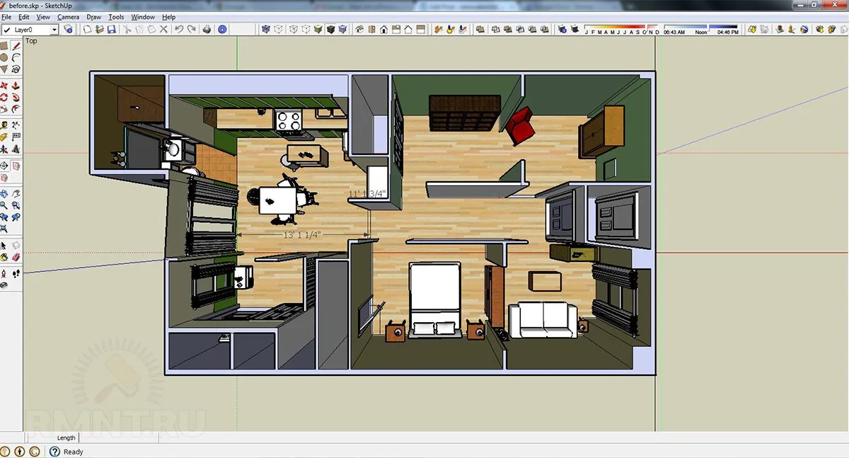 Внутренняя планировка дома в SketchUp