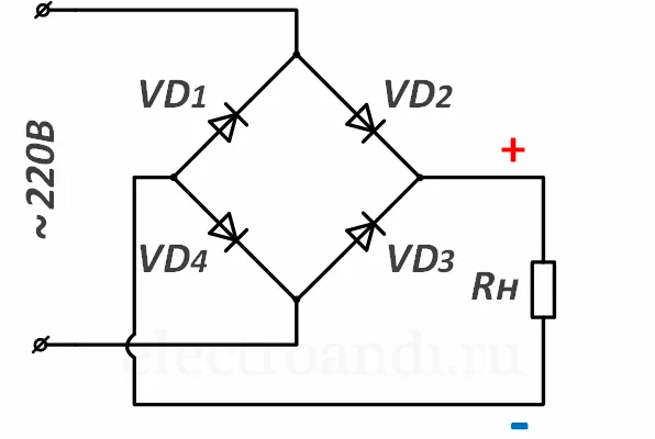 Принцип работы и схема диодного моста