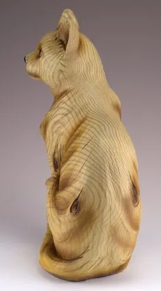 Cat figurine. The painted finish mimics wood grain, and wood like texture gives the look of being carved from a real log. Fine detailing in high quality resin. Height: 8 inches Length: 5.75 inches Material: Polyresin Wood Art, Cats Art Drawing, Cat Art, Ronin Samurai, Art Carved, Carved Wood