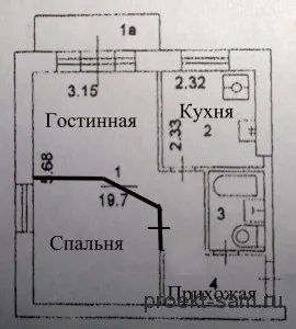 схема перепланировки однокомнатной квартиры