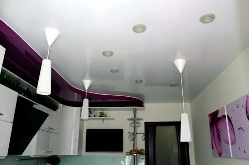 подвесной потолок на кухню варианты комбинации фото