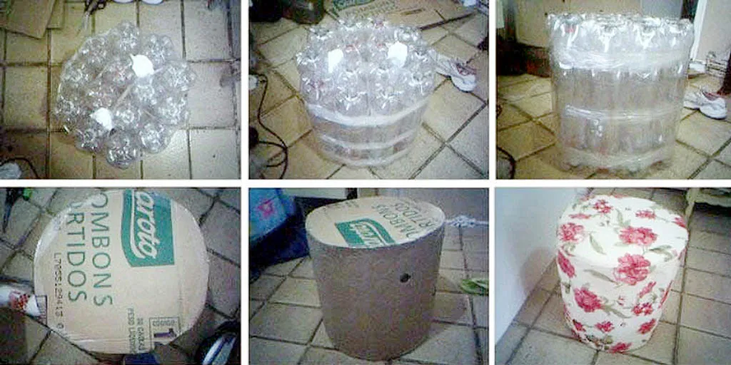 Пуфик из пластиковых бутылок