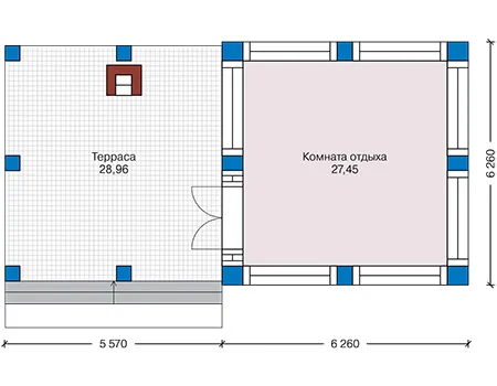 Планировка первого этажа :: Проект дома из кирпича 43-03