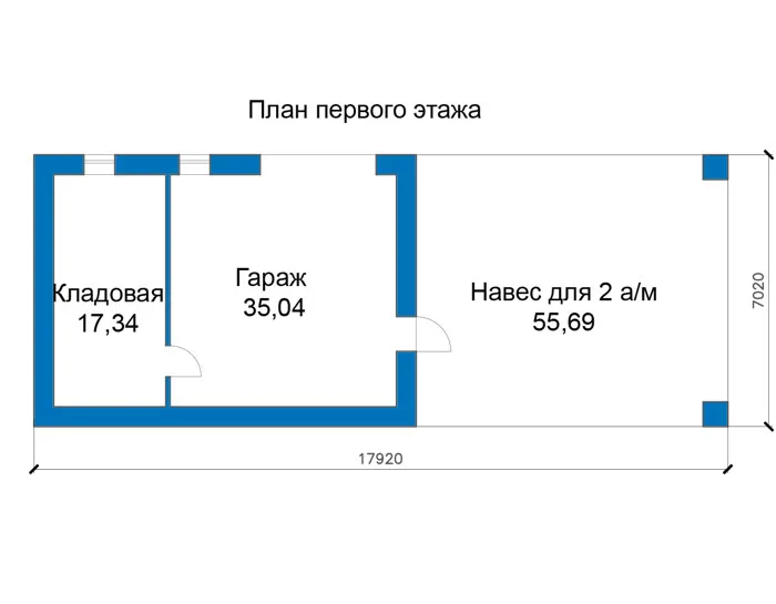 Планировка первого этажа :: Проект дома из кирпича 47-65