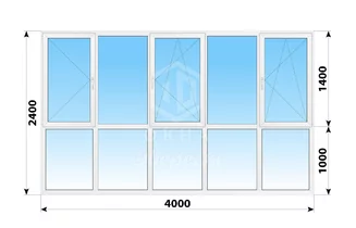 Теплое пластиковое панорамное окно 4000x2400