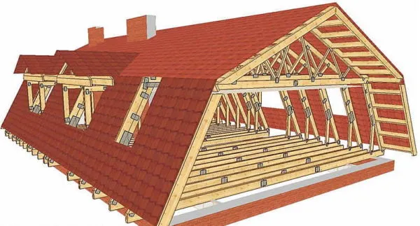 Стропильная система ломаной крыши