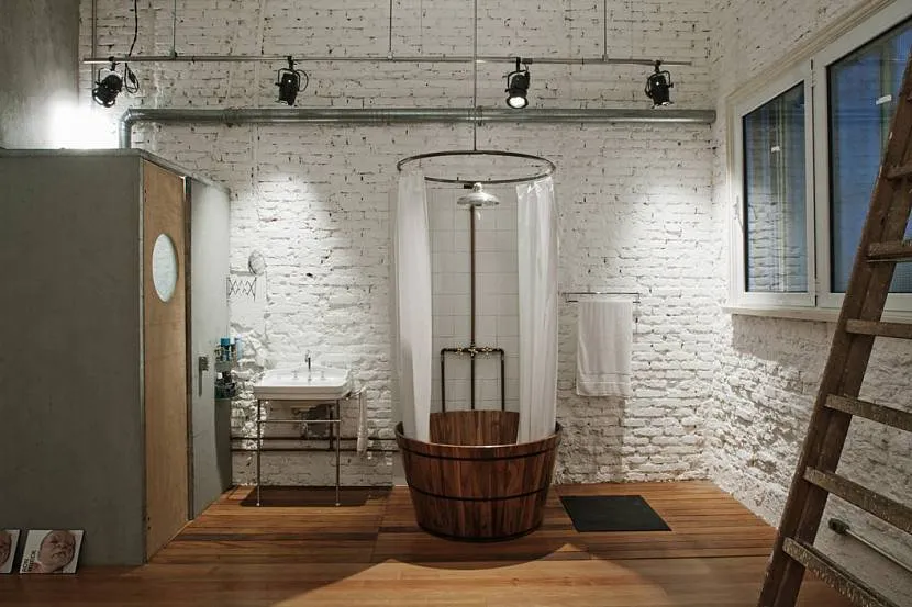 Интерьер ванной в индустриальном стиле