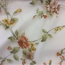 Вискоза, испанская ткань для штор Provance devore col 1. Фон прозрачный, терракотовые цветы