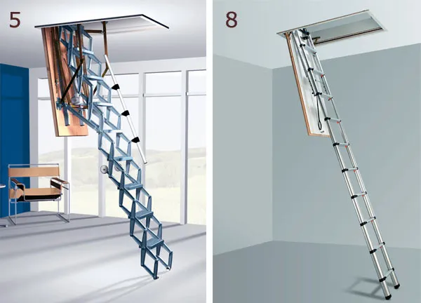 ножничная, телескопическая лестница для чердака