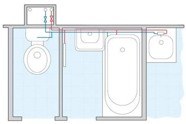 Разводка труб в ванной и туалете