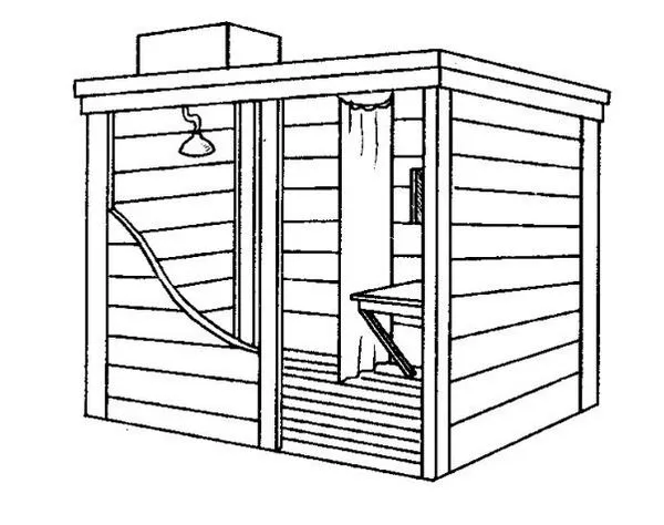 деревянный душ с раздевалкой