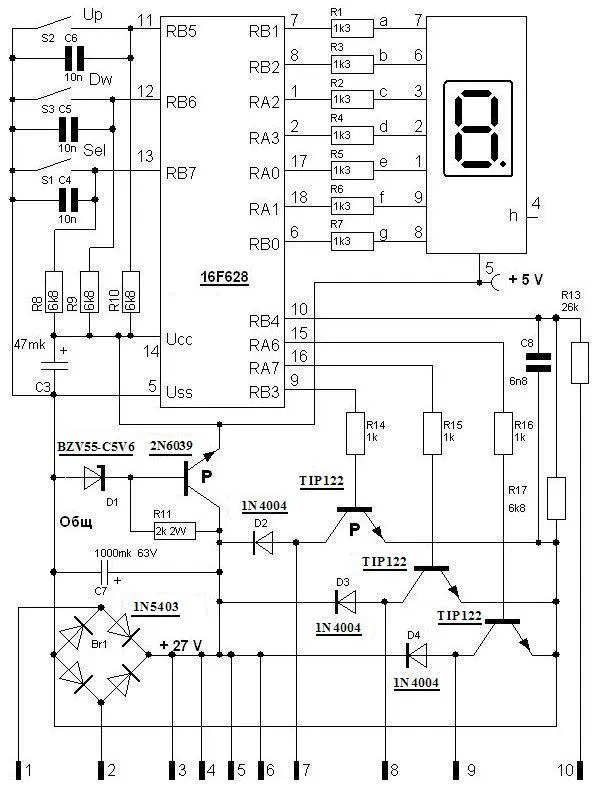 Схема бытового сварочного аппарата на PIC16F628