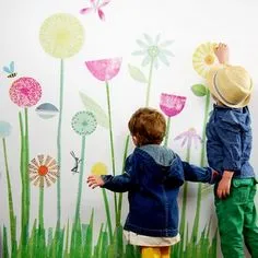 painting children's walls - Поиск в Google Fabric Wall Decals, Flower Wall Decals, Butterfly Wall Stickers, Nursery Wall Decals, Nursery Walls, Wall Murals, Kids Playroom, Kids Room