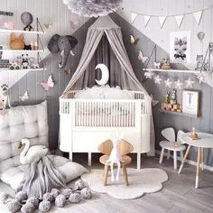 The serene and beautiful bed canopy is the ultimate finishing touch to your dream nursery! 100% cotton drape in beautiful grey creates the perfect space to sleep, relax, read or play. Make a fun and cozy environment and add our rainbow or swan mobile for the perfect finishing touch. The canopy has a metal hanger at the Nursery Baby Room, Baby Girl Room, Baby Bedroom, Baby Boy Rooms, Baby Boy Nurseries, Baby Room Decor, Kids Bedroom, Nursery Decor, Kids Rooms