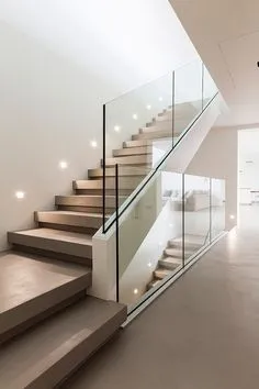 Stairs Design Modern, Home Stairs Design, Dream Home Design, Modern House Design, Home Interior Design, Room Interior, Modern Contemporary Staircase, Staircase Glass Design, Stair Design
