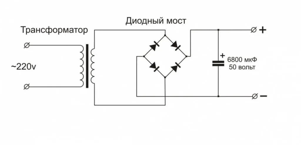 Схема подключения в трансформаторном БП