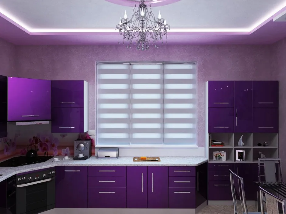 Фиолетовая кухня в интерьере сочетание