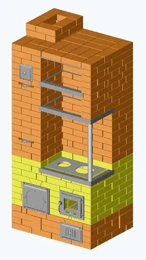 Отопительно-варочная печь 4х3 кирпича с шамотным поясом