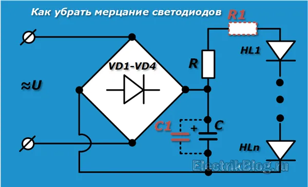 Как убрать мерцание светодиодов