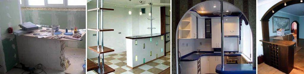 Барные стойки в простенках